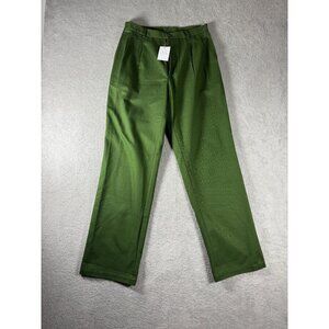 Rika Hooper Studios Army Green Straight-Leg Pants S 100% COTTON ITALY